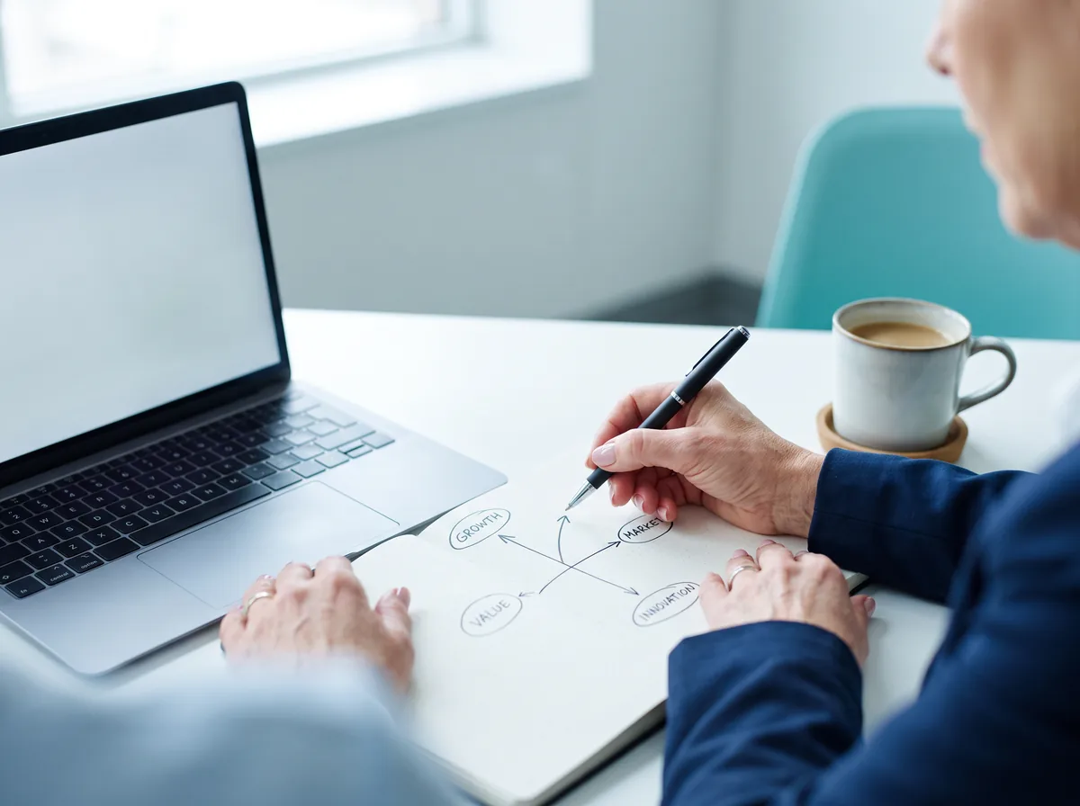 Sketched market strategy on a desk