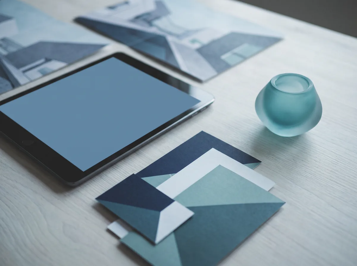 Modern marketing materials on a bright desk